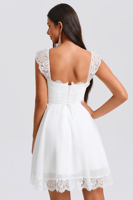 Robe De Bal Courte En Dentelle - gallery 5