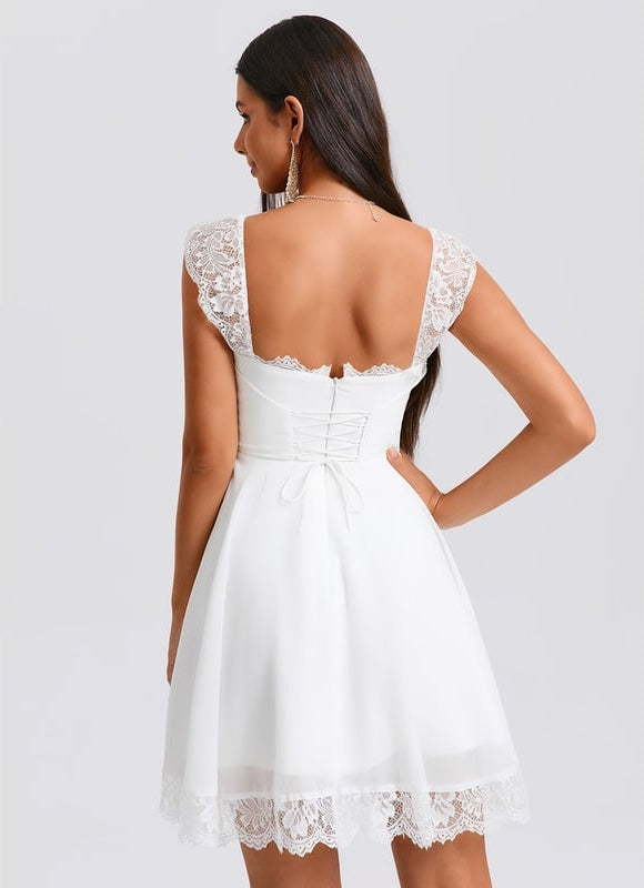 Robe De Bal Courte En Dentelle - gallery 5