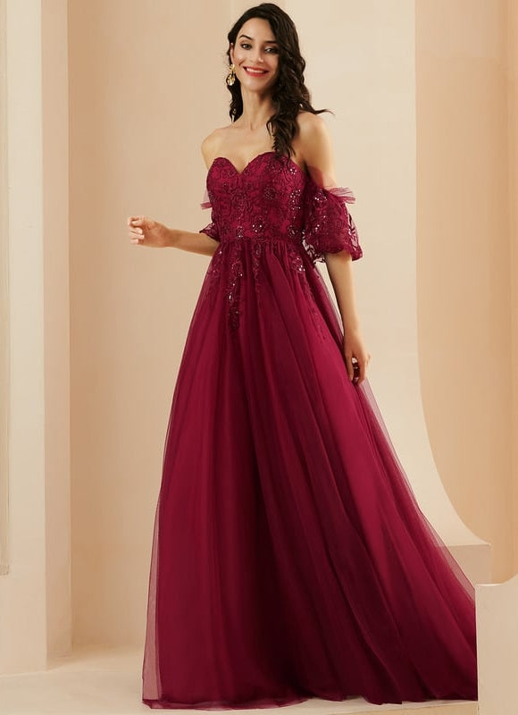 Robe De Bal Bordeaux Éthérée - gallery 4