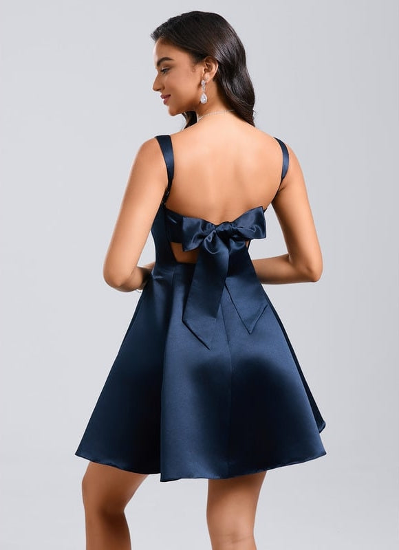 Robe De Bal Satin Marine Élégante - gallery 6
