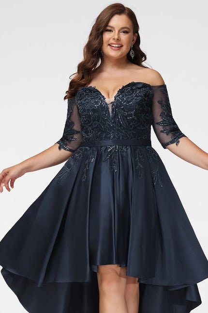 Robe De Bal Satin Noir Élégant - gallery 8