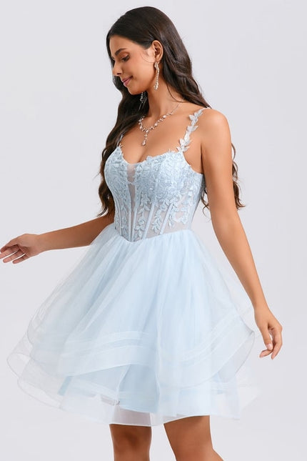 Robe De Bal Tulle Bleue Délicate - gallery 5