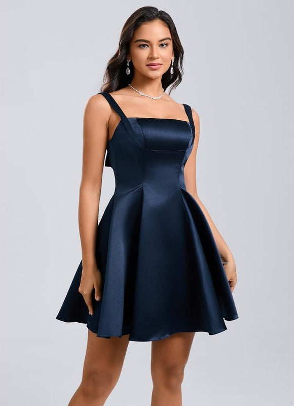 Robe De Bal Satin Marine Élégante - gallery 4
