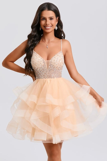 Robe De Bal Tulle Pailletée Saumon