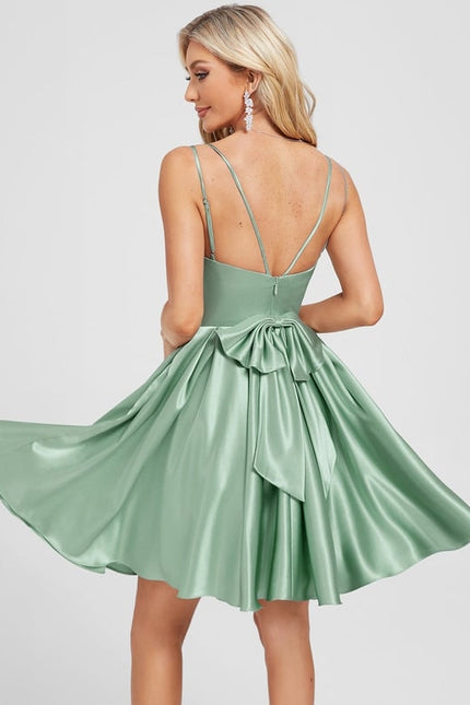 Robe De Bal Satin Vert Pastel - gallery 4