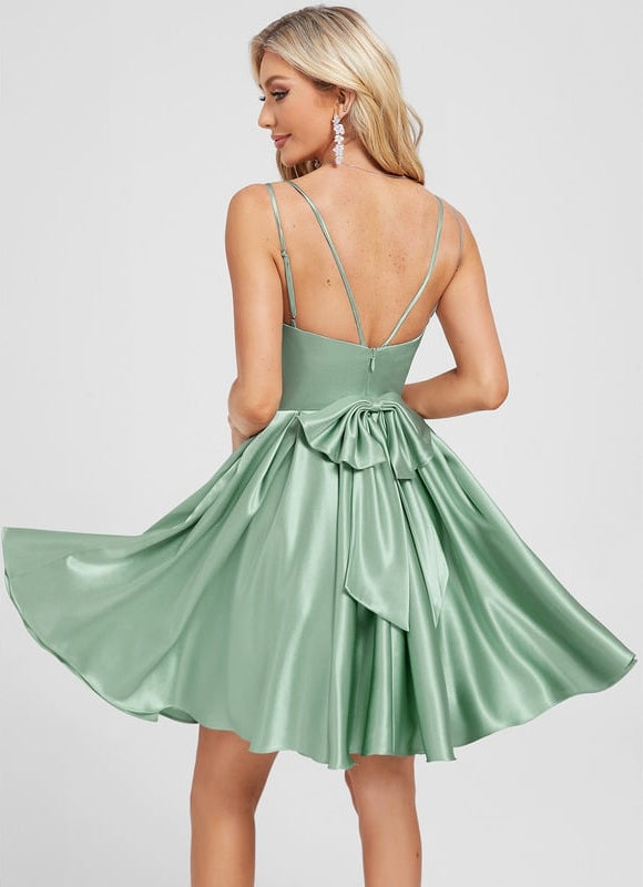 Robe De Bal Satin Vert Pastel - gallery 4