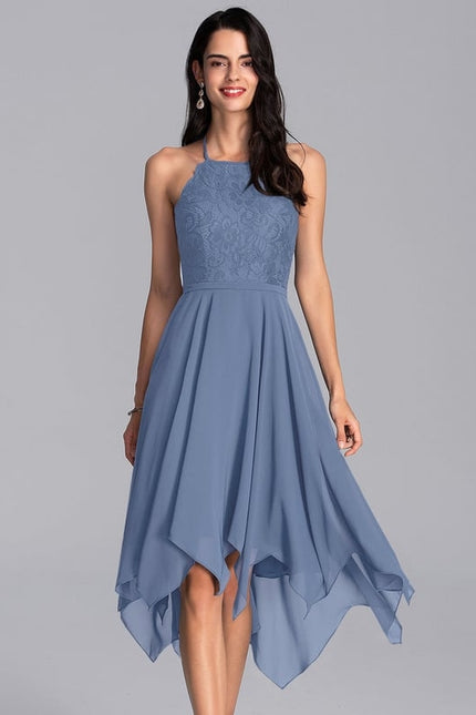 Robe De Bal Asymétrique Bleue - gallery 3
