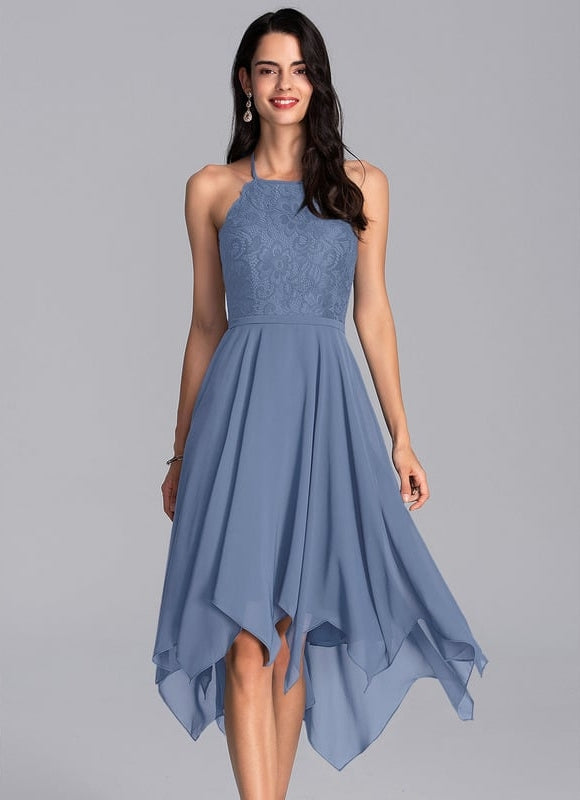 Robe De Bal Asymétrique Bleue - gallery 3