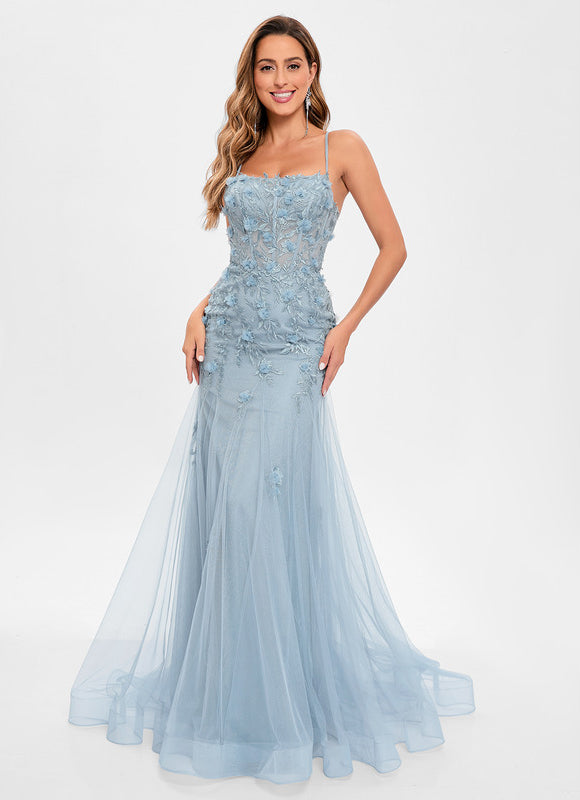 Robe De Bal Sirène Florale Azure