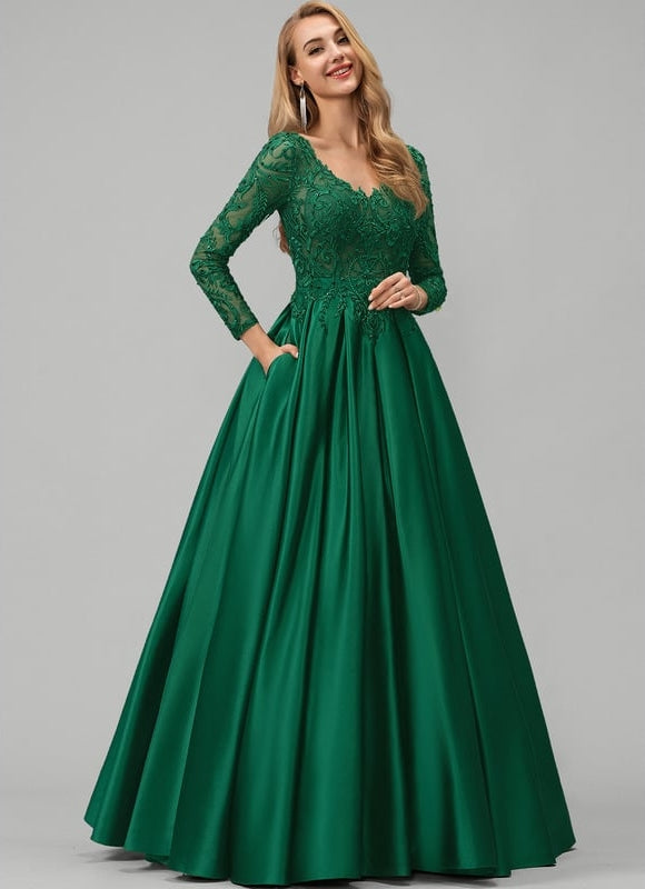 Robe De Bal Satinée Verte