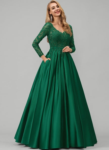 Robe De Bal Satinée Verte