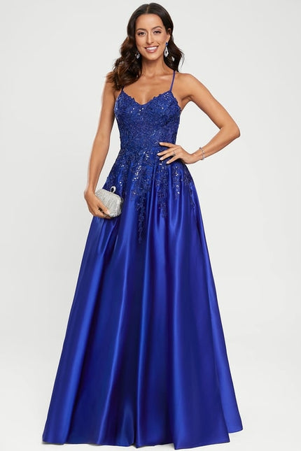 Robe De Bal Satin Bleu - gallery 9