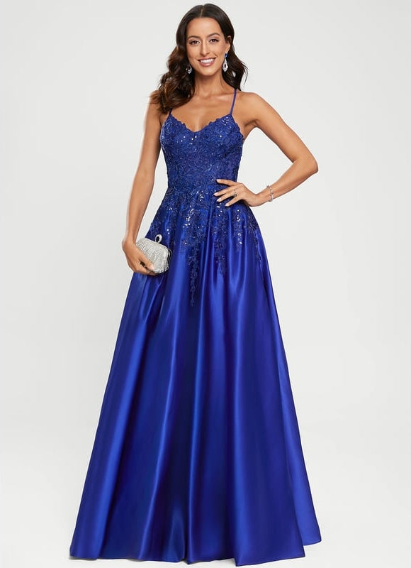 Robe De Bal Satin Bleu - gallery 9