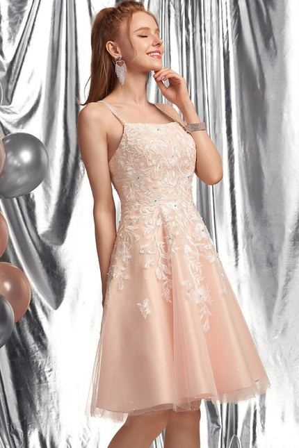 Robe De Bal Tulle Pêche Décorée - gallery 3