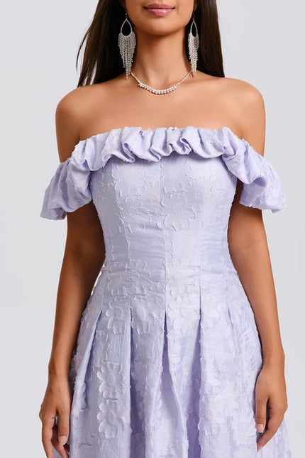 Robe De Bal Lilas Texturée - gallery 7