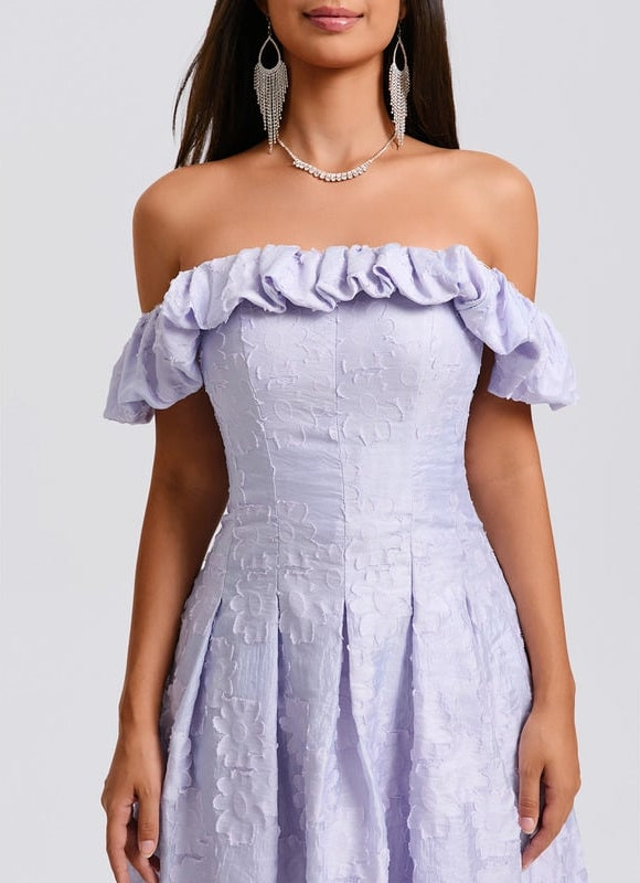 Robe De Bal Lilas Texturée - gallery 7