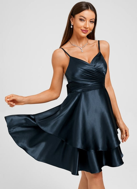 Robe De Bal Satin Bleu Vif - gallery 3