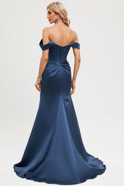 Robe De Bal Satinée Carmin - gallery 4