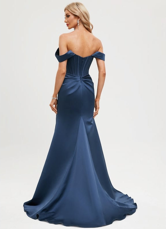 Robe De Bal Satinée Carmin - gallery 4