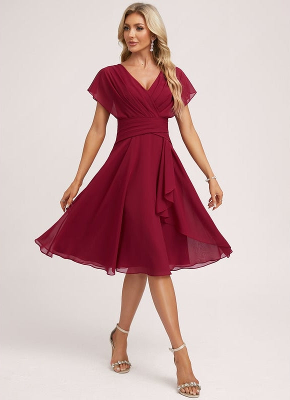Robe De Bal Mousseline Bordeaux - gallery 3