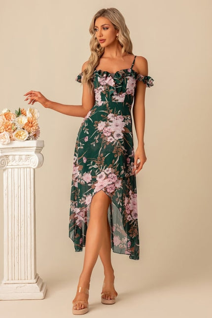 Robe De Bal Florale Asymétrique - gallery 1