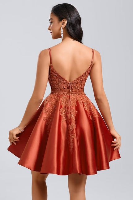 Robe De Bal Satin Rouille - gallery 4