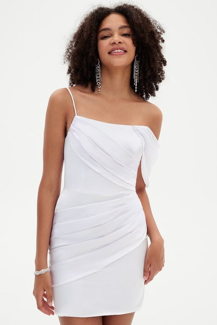 Robe De Bal Satin Plissée Blanche - gallery 4