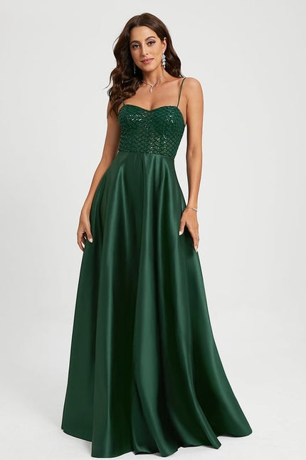 Robe De Bal Satin Émeraude Luxe