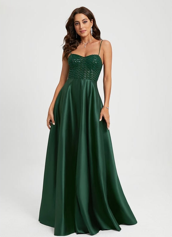 Robe De Bal Satin Émeraude Luxe