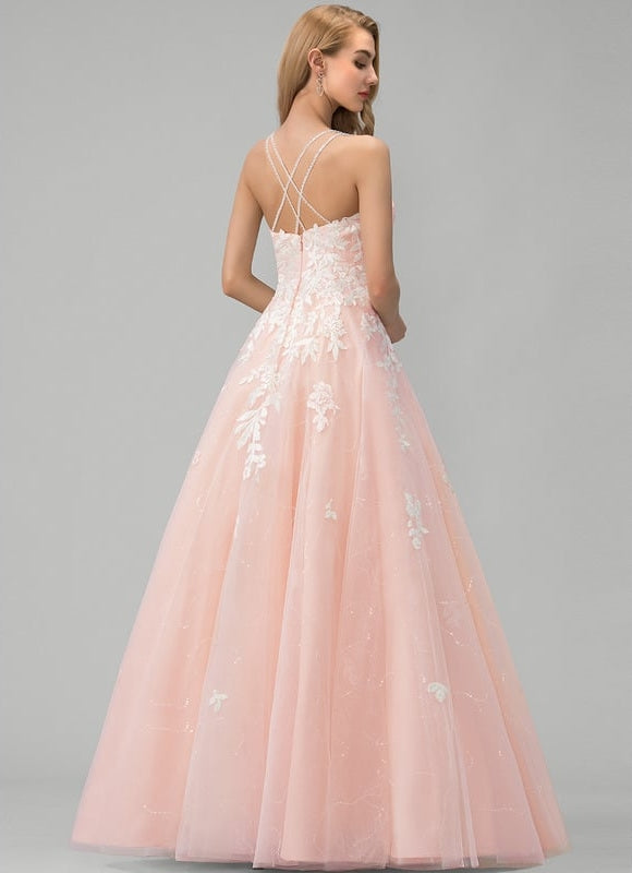 Robe De Bal Fleurie Rose - gallery 3