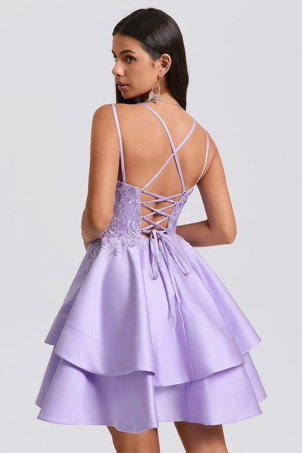 Robe De Bal Lilas À Appliques - gallery 5