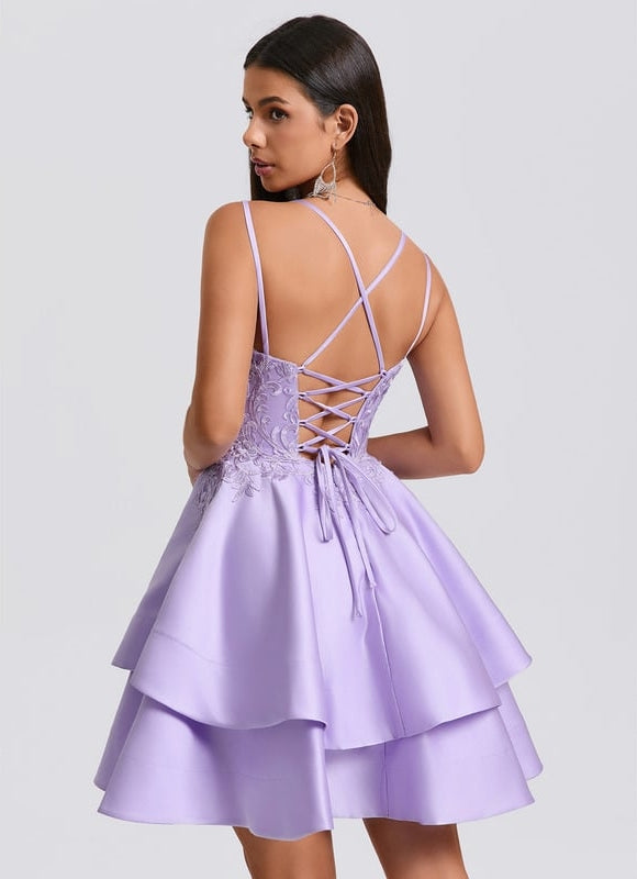 Robe De Bal Lilas À Appliques - gallery 5