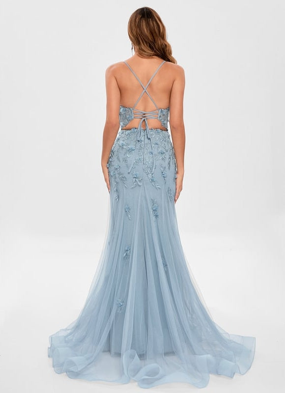 Robe De Bal Sirène Florale Azure - gallery 5