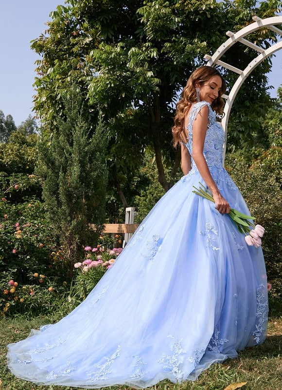 Robe De Bal Tulle Bleu Ciel - gallery 5