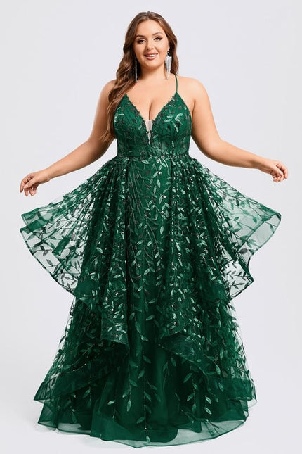 Robe De Bal Émeraude Superposée - gallery 7