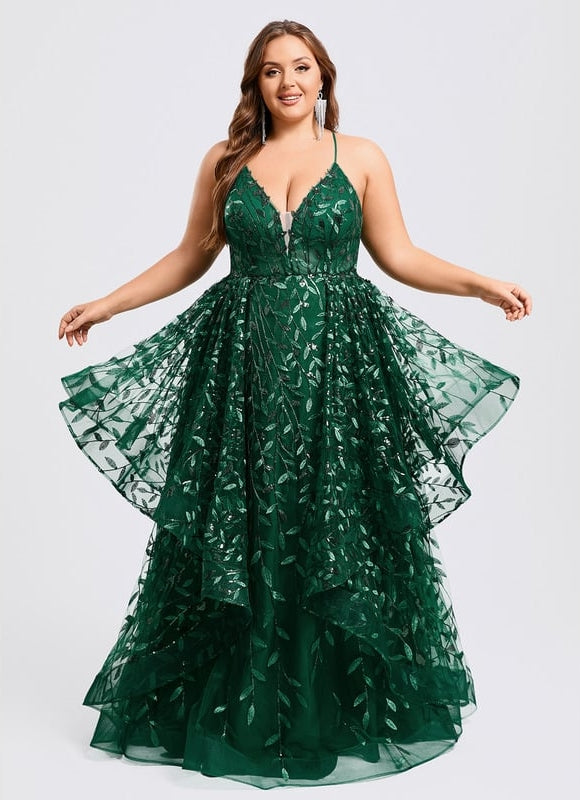 Robe De Bal Émeraude Superposée - gallery 7