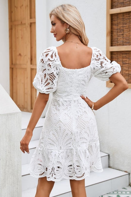 Robe De Bal Blanche À Volants - gallery 5