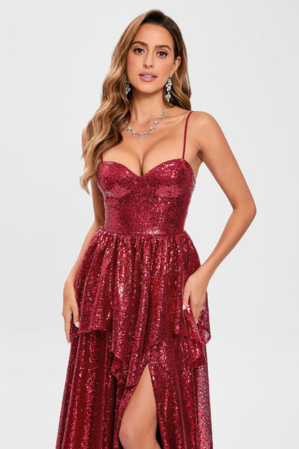 Robe De Bal Pailletée Bordeaux - gallery 4