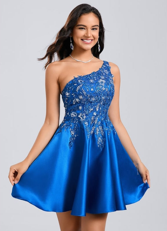 Robe De Bal Bleu Vif Ornée - gallery 1