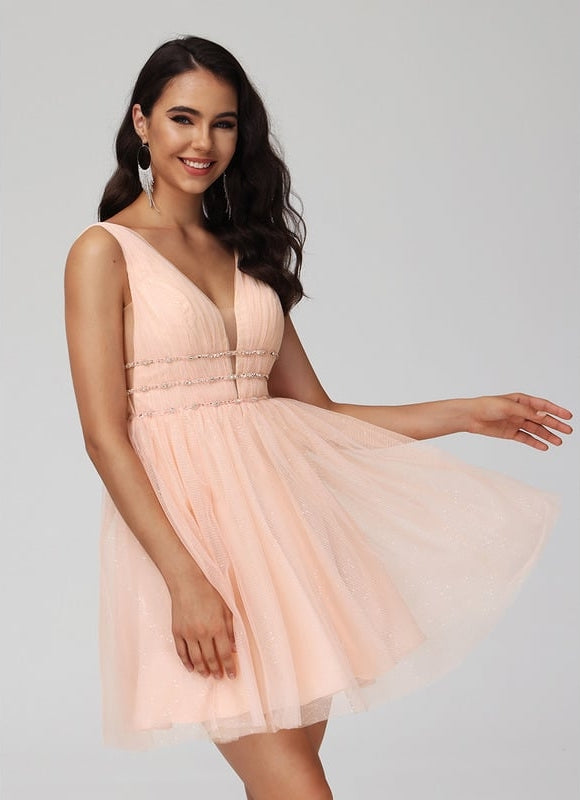 Robe De Bal Courte Perlée - gallery 5
