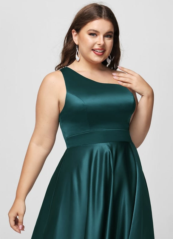 Robe De Bal Satin Émeraude Chic - gallery 8