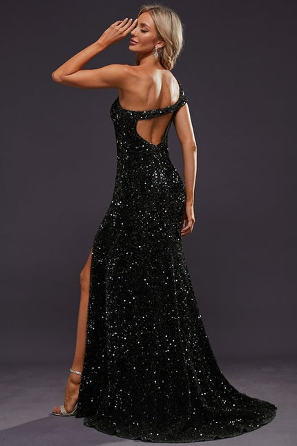 Robe De Bal Scintillante Asymétrique - gallery 2