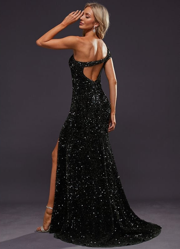 Robe De Bal Scintillante Asymétrique - gallery 2