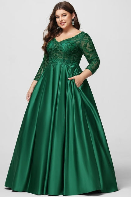 Robe De Bal Satinée Verte - gallery 5