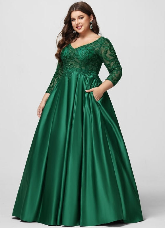 Robe De Bal Satinée Verte - gallery 5