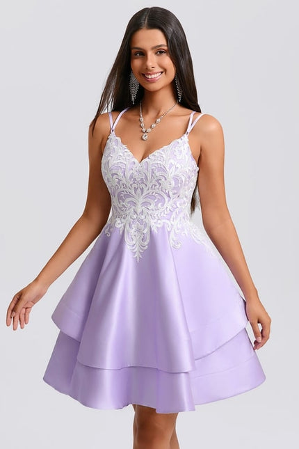 Robe De Bal Lilas À Appliques - gallery 4