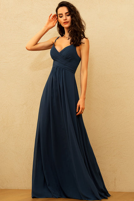 Robe De Bal Longue Fluide Bleu - gallery 4