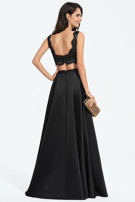 Robe De Bal Satinée À Fente - gallery 1