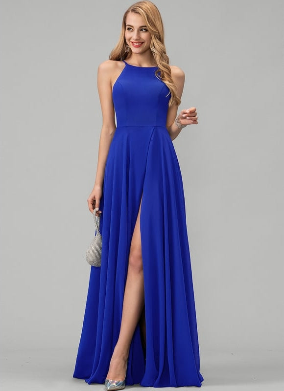Robe De Bal Fluide Bleue - gallery 2