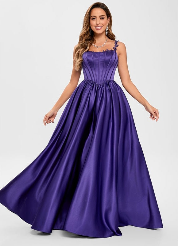 Robe De Bal Satinée Violette - gallery 1